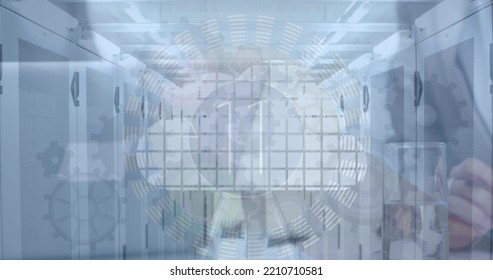Image of financial data processing over business people. Global finance and healthcare concept.