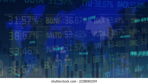 Image of financial data processing over diverse financial data and european union financial data. Global business data processing and digital interface concept digitally generated image.
