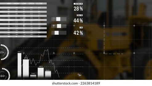 Image of financial data processing over payment terminal. Global covid pandemic medicine and healthcare services concept digitally generated image.