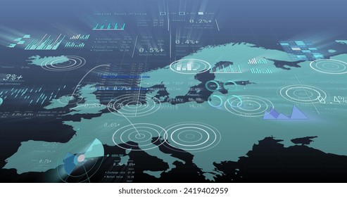 Image of financial data processing over world map. Global networks, business, finances, computing and data processing concept digitally generated image. - Powered by Shutterstock - Get 15% off with code: PIKWIZARD15