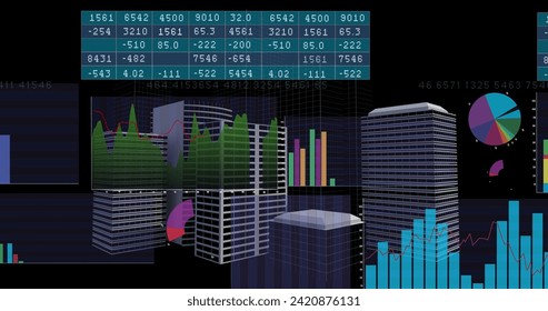 Image of financial data processing over cityscape. Global business, finances, computing and data processing concept digitally generated image. - Powered by Shutterstock - Get 15% off with code: PIKWIZARD15