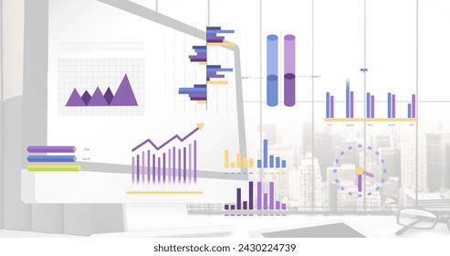 Image of financial data processing over computer on office desk. Global business, finances, computing and data processing concept digitally generated image. - Powered by Shutterstock - Get 15% off with code: PIKWIZARD15