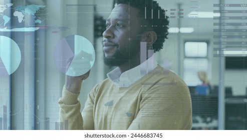 Image of financial data processing over businessman thinking in office. global business, data processing and digital interface concept digitally generated image. - Powered by Shutterstock - Get 15% off with code: PIKWIZARD15
