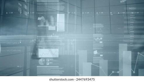 Image of financial data processing over business people. global business, connections and data processing concept digitally generated image. - Powered by Shutterstock - Get 15% off with code: PIKWIZARD15