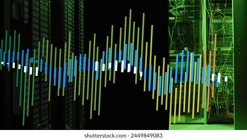 Image of financial data processing over computer servers. Global business, finances, computing and data processing concept digitally generated image.