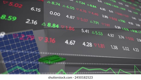 Image of financial data processing over cityscape. Global business finances and digital interface concept digitally generated image.