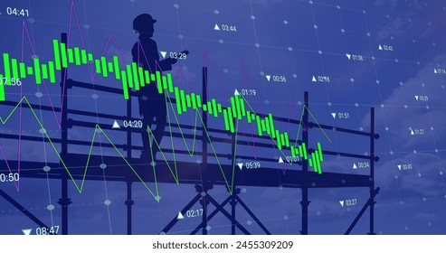 Image of financial data processing over architect and construction site. global development, business, finance, digital interface and data processing concept digitally generated image. - Powered by Shutterstock