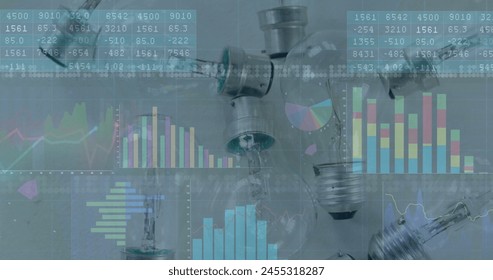 Image of financial data processing over light bulbs. global finance, business and digital interface concept digitally generated image. - Powered by Shutterstock - Get 15% off with code: PIKWIZARD15