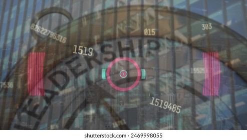 Image of financial data processing over clock. Global business and data processing concept digitally generated image.