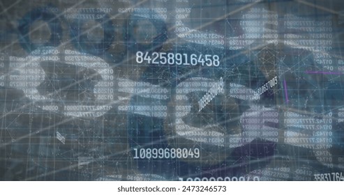 Image of financial data processing over online security chains. Global business, finance, computing and data processing concept digitally generated image. - Powered by Shutterstock - Get 15% off with code: PIKWIZARD15