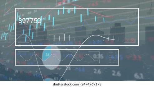 Image of financial data processing over cityscape. Global business, finances, computing and data processing concept digitally generated image. - Powered by Shutterstock - Get 15% off with code: PIKWIZARD15