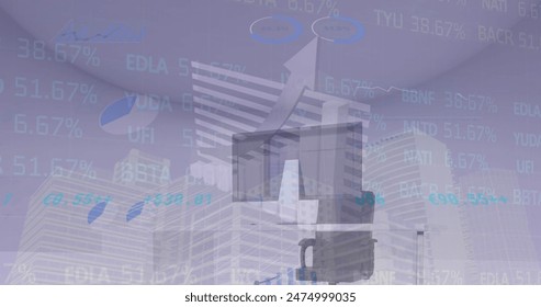 Image of financial data processing over euro flag stars. European market, business, finances, computing and data processing concept digitally generated image.