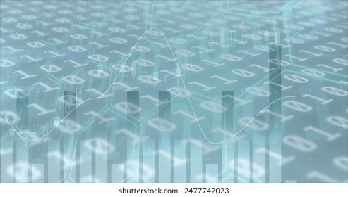 Image of financial data processing over grey background. global business, finances, data processing and digital interface concept digitally generated image.