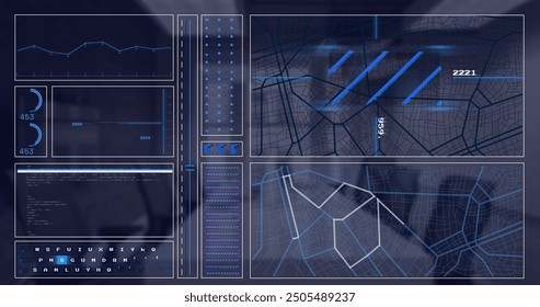 Image of financial data processing over desk in office. Global finance, business, connections, computing and data processing concept digitally generated image.