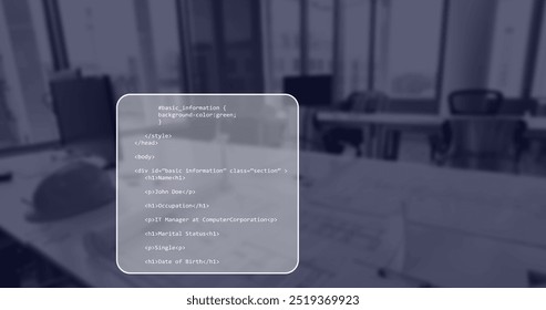 Image of financial data processing over office. Global finance, business, connections, computing and data processing concept digitally generated image.