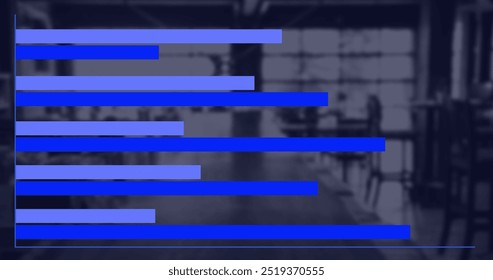 Image of financial data processing over office. Global finance, business, connections, computing and data processing concept digitally generated image.