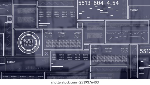 Image of financial data processing over office. Global finance, business, connections, computing and data processing concept digitally generated image.