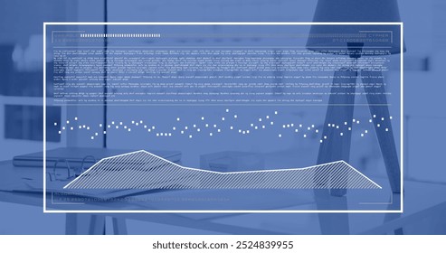 Image of financial data processing over desk in office. Global business, finances and digital interface concept digitally generated image.