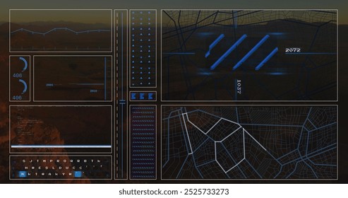 Image of financial data processing over sea. Global business, finances, computing and data processing concept digitally generated image.