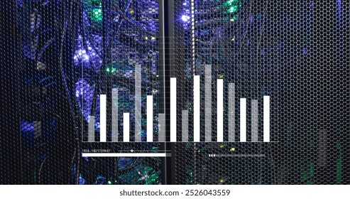 Image of financial data processing over computer server. Global cloud computing and data processing concept digitally generated image.