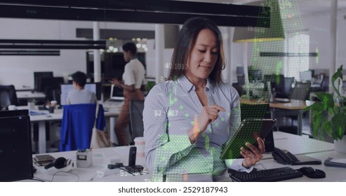 Image of financial data processing over diverse business people at office. Global finances, business and digital interface concept digitally generated image. - Powered by Shutterstock - Get 15% off with code: PIKWIZARD15