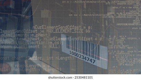 Image of financial data processing over moving cogs. Global technology and data processing concept digitally generated image.