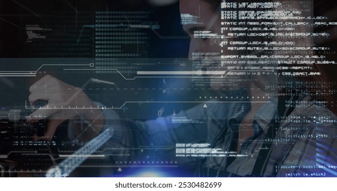 Image of financial data processing over caucasian female barista making coffee. Global finances, computing and digital interface concept digitally generated image. - Powered by Shutterstock