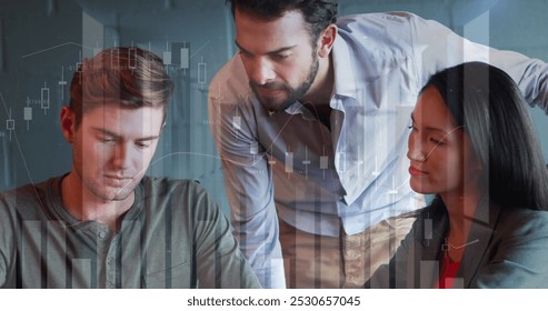 Image of financial data processing over diverse business people. global business, data processing and digital interface concept digitally generated image. - Powered by Shutterstock