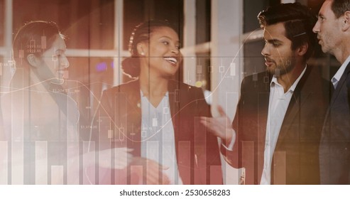 Image of financial data processing over diverse business people. global business, data processing and digital interface concept digitally generated image. - Powered by Shutterstock