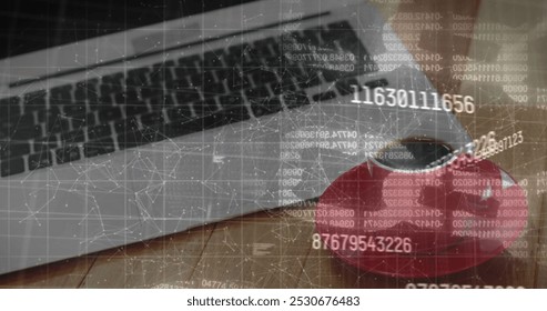 Image of financial data processing over chain and laptop. Global computing, business, finance and data processing concept digitally generated image. - Powered by Shutterstock - Get 15% off with code: PIKWIZARD15