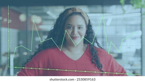 Image of financial data processing over biracial businesswoman working at office. Global business, finances and digital interface concept digitally generated image. - Powered by Shutterstock