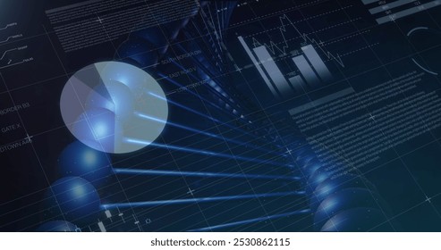 Image of financial data processing over dna strand on black background. ukraine crisis and international politics concept digitally generated image. - Powered by Shutterstock