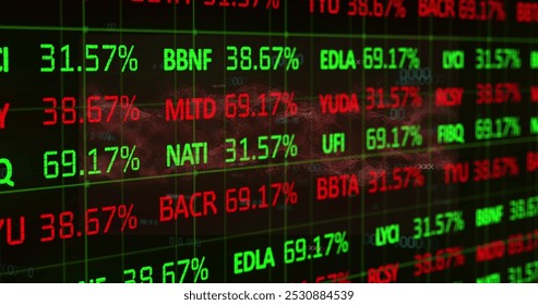 Image of financial data processing over dark background. Global business, finance and data processing concept digitally generated image. - Powered by Shutterstock - Get 15% off with code: PIKWIZARD15