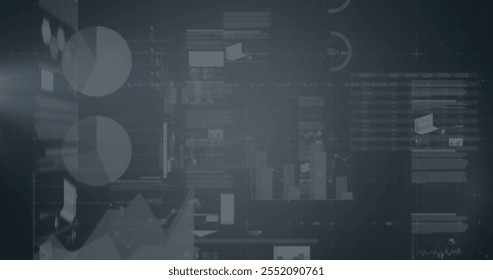 Image of financial data processing over dark background. Global finance, business, connections, computing and data processing concept digitally generated image. - Powered by Shutterstock - Get 15% off with code: PIKWIZARD15
