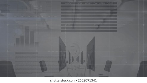 Image of financial data processing over grey background. Global finance, business, connections, computing and data processing concept digitally generated image. - Powered by Shutterstock - Get 15% off with code: PIKWIZARD15