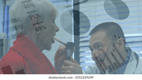 Image of financial data processing over diverse male doctor and senior female patient. Global medicine, healthcare, computing and digital interface concept digitally generated image. - Powered by Shutterstock