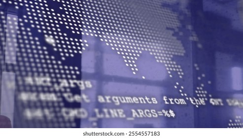 Image of financial data processing over office. global finance, business, connections, computing and data processing concept digitally generated image.