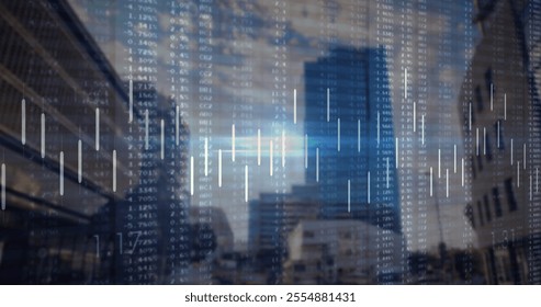 Image of financial data processing over cityscape. Global finance, business, connections, computing and data processing concept digitally generated image. - Powered by Shutterstock - Get 15% off with code: PIKWIZARD15