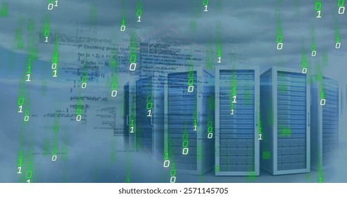 Image of financial data processing over computer servers. Global finance, business, connections, computing and data processing concept digitally generated image.