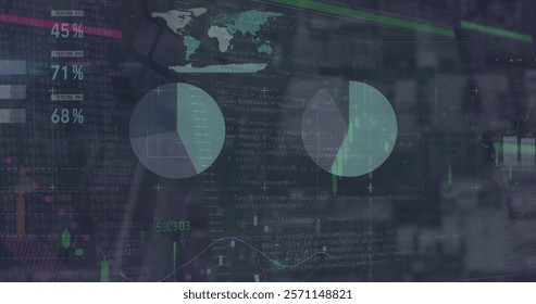 Image of financial data processing over cityscape. Global business, finances and digital interface concept digitally generated image. - Powered by Shutterstock - Get 15% off with code: PIKWIZARD15