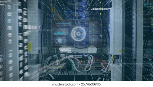 Image of financial data processing over computer servers. Global finance, business, connections, computing and data processing concept digitally generated image.