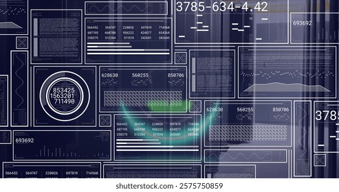 Image of financial data processing over computer servers. Global finance, business, connections, computing and data processing concept digitally generated image.
