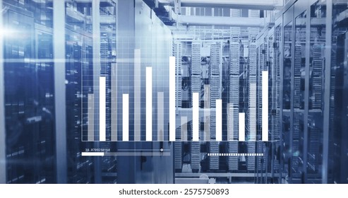 Image of financial data processing over computer servers. Global finance, business, connections, computing and data processing concept digitally generated image.