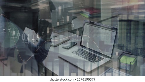 Image of financial data processing over african american businessman using computer. Global finance, business, connections, computing and data processing concept digitally generated image. - Powered by Shutterstock - Get 15% off with code: PIKWIZARD15