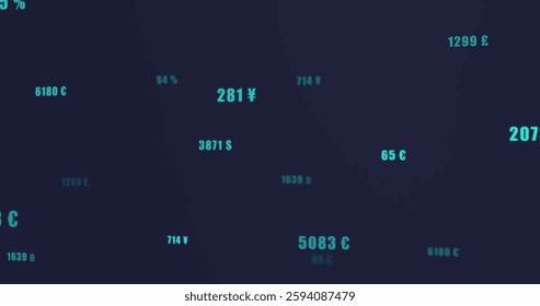 Image of financial data processing over dark background. Global finance, business, connections, computing and data processing concept digitally generated image.