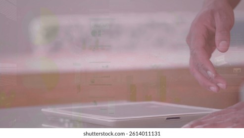 Image of financial data processing over businessman using tablet. global business, data processing and digital interface concept digitally generated image. - Powered by Shutterstock - Get 15% off with code: PIKWIZARD15