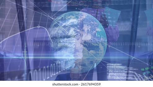 Image of financial data processing over busineswomen. global business, finances, data processing and digital interface concept digitally generated image. - Powered by Shutterstock - Get 15% off with code: PIKWIZARD15