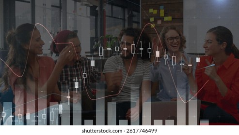 Image of financial data processing over diverse business people. global finances, computing and digital interface concept digitally generated image. - Powered by Shutterstock - Get 15% off with code: PIKWIZARD15