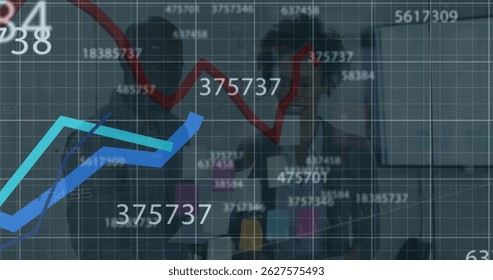 Image of financial data processing over cityscape. Global finance data processing and digital interface concept digitally generated image.