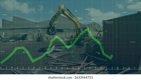 Image of financial data processing over office. Global business finance and data processing concept digitally generated image.